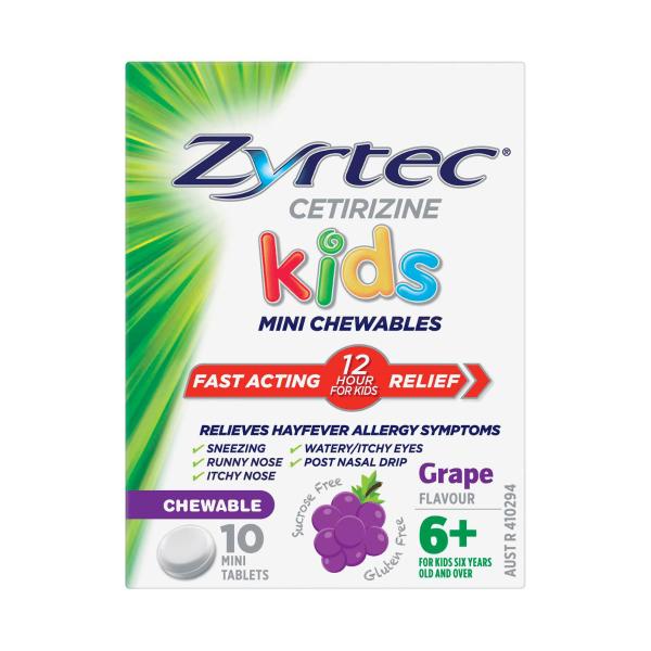 ZYRTEC KIDS CHEWABLE GRAPE 10PK