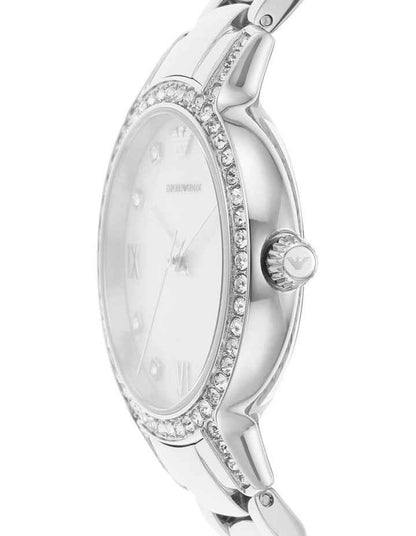 Silver Analogue Watch with Mother of Pearl Dial