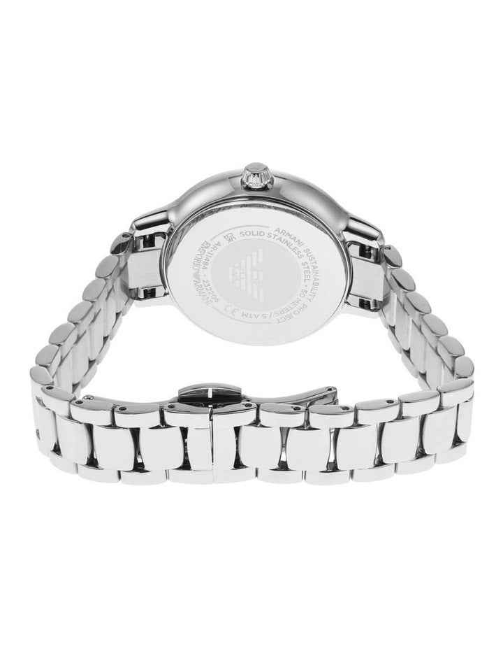Silver Analogue Watch with Mother of Pearl Dial