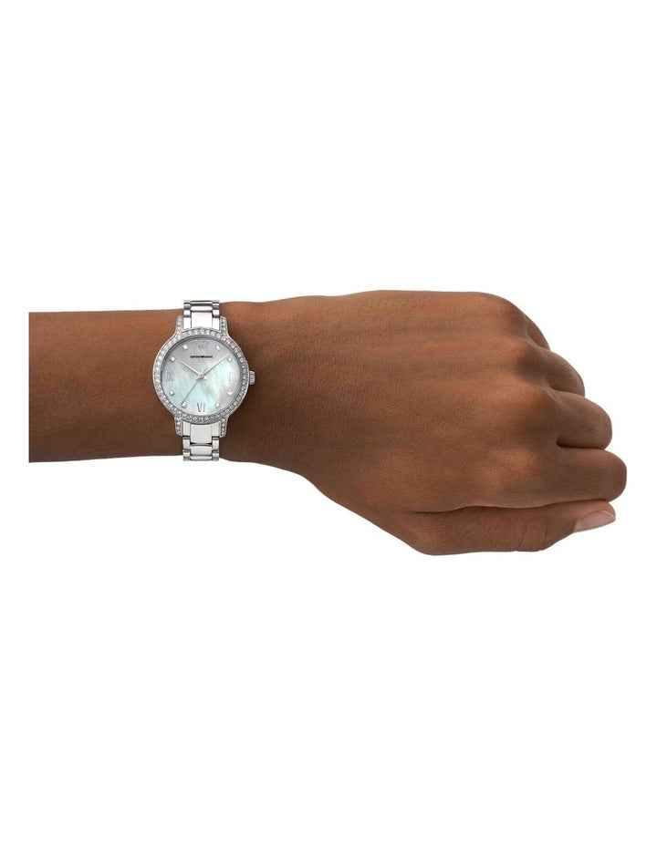 Silver Analogue Watch with Mother of Pearl Dial