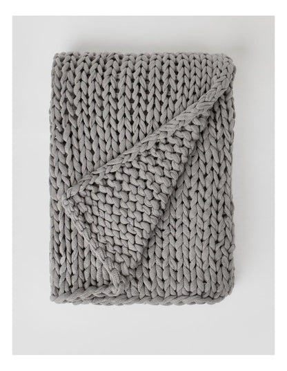 Chunky Knit Throw 130x180cm in Grey