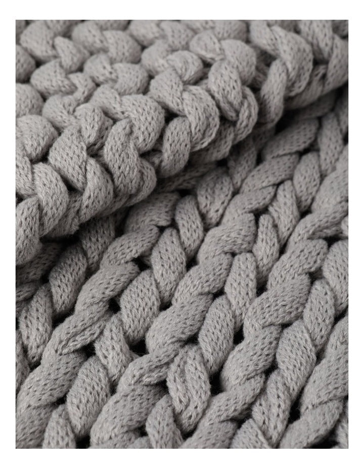 Chunky Knit Throw 130x180cm in Grey