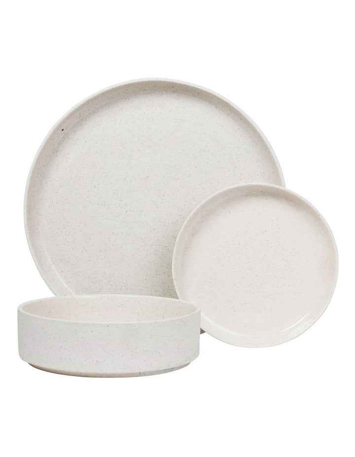 Form Dinner Set 12 Piece in White Speckle