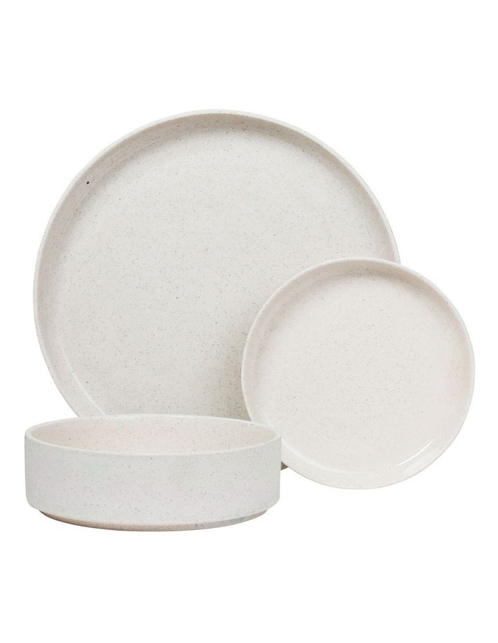 Form Dinner Set 12 Piece in White Speckle