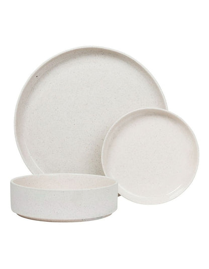 Form Dinner Set 12 Piece in White Speckle