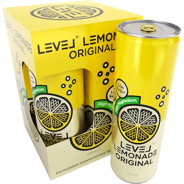 Level Lemonade Original Cans 300mL x 4 pack