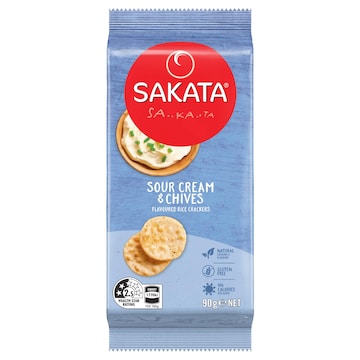 Sakata Rice Crackers Sour Cream & Chives Snack 90g