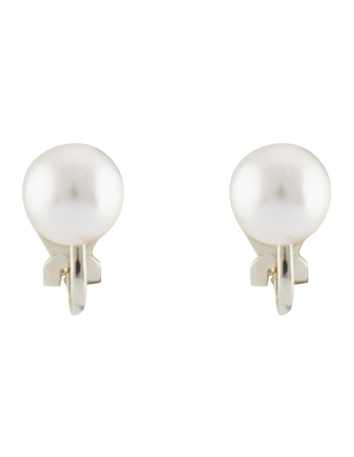 8mm Pearl Clip Earrings in Gold