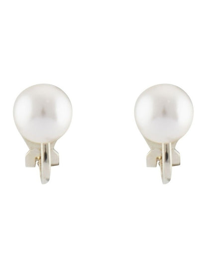 8mm Pearl Clip Earrings in Gold