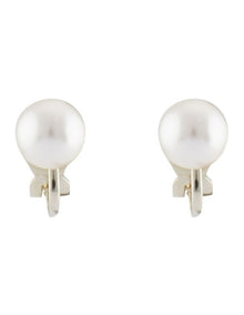 8mm Pearl Clip Earrings in Gold