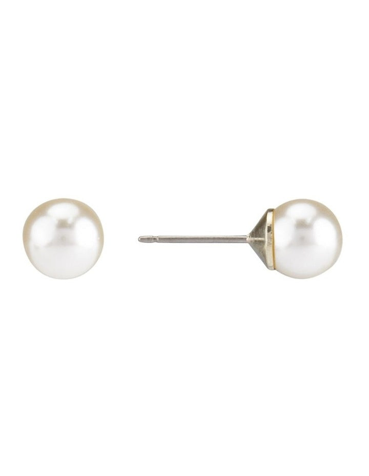 8mm Pearl Clip Earrings in Gold