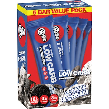 BSc High Protein Low Carb Bar Cookies & Cream 60g x 5 pack
