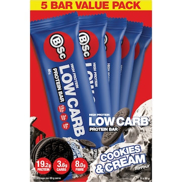 BSc High Protein Low Carb Bar Cookies & Cream 60g x 5 pack