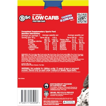 BSc High Protein Low Carb Bar Cookies & Cream 60g x 5 pack