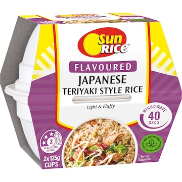 Sunrice Microwave Japanese Teriyaki Style Rice Cups 125g x 2 pack