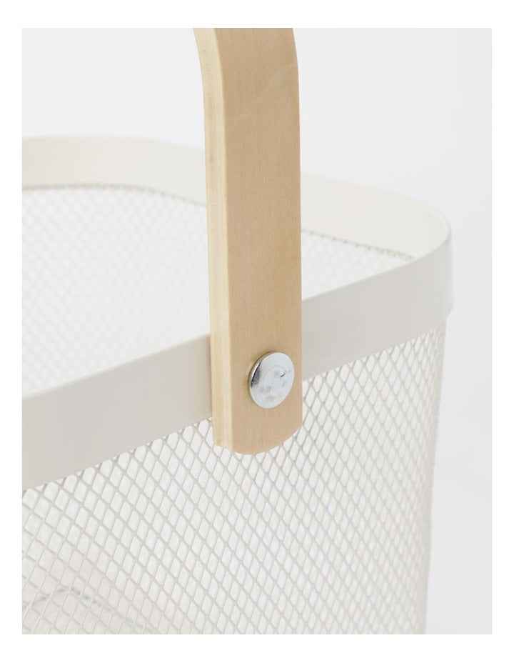Mesh Basket with Wood Handle 24.5x24.5x18cm in White