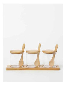 Spice Canisters Set of 3 30x10x8.5cm in Bamboo