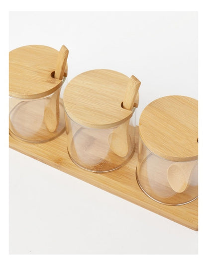 Spice Canisters Set of 3 30x10x8.5cm in Bamboo
