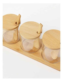 Spice Canisters Set of 3 30x10x8.5cm in Bamboo