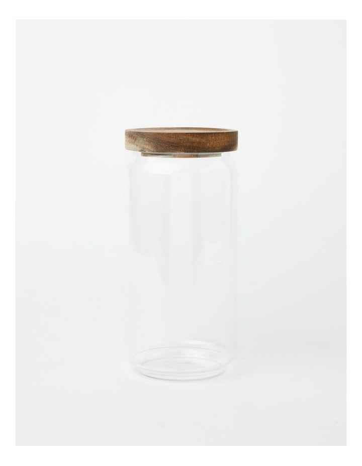 Glass Storage Jar with Acacia Lid 1000ml in Clear