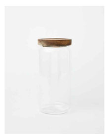 Glass Storage Jar with Acacia Lid 1000ml in Clear