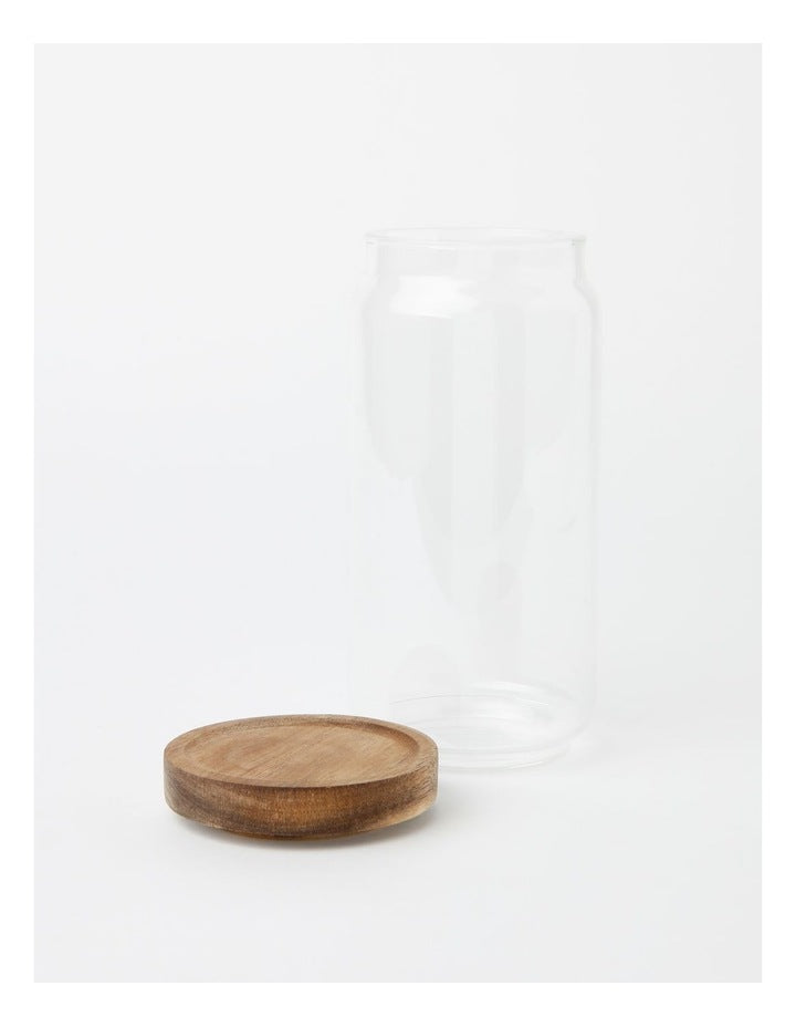 Glass Storage Jar with Acacia Lid 1000ml in Clear