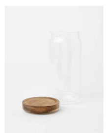 Glass Storage Jar with Acacia Lid 1000ml in Clear