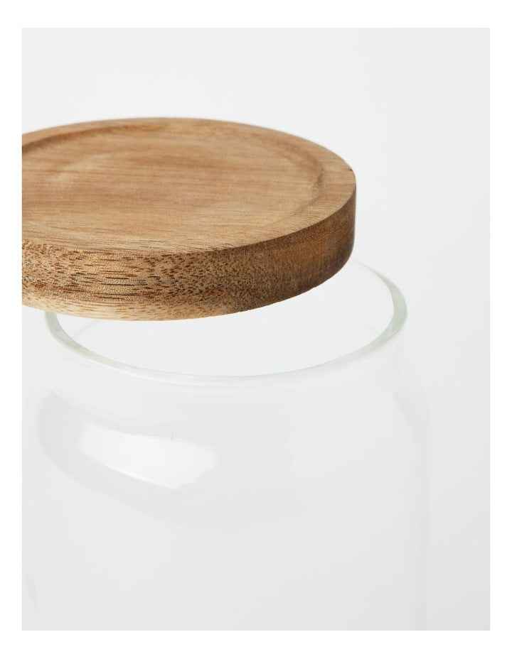 Glass Storage Jar with Acacia Lid 1000ml in Clear