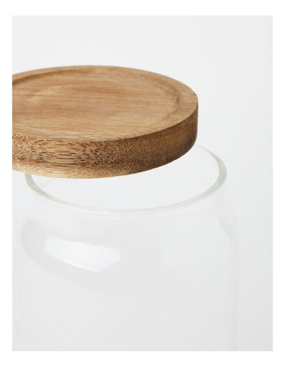 Glass Storage Jar with Acacia Lid 1000ml in Clear
