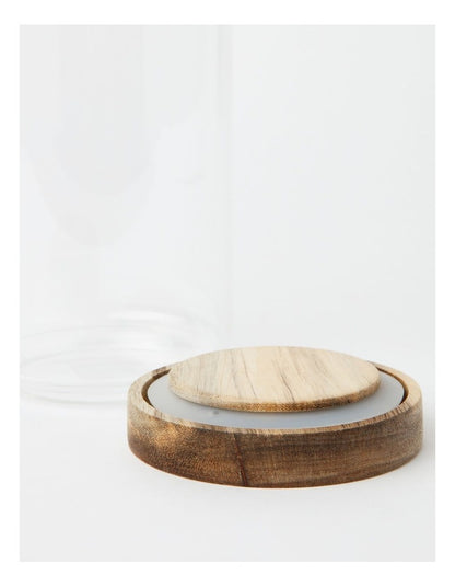 Glass Storage Jar with Acacia Lid 1000ml in Clear