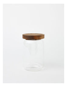 Glass Storage Jar with Acacia Lid 700ml in Clear