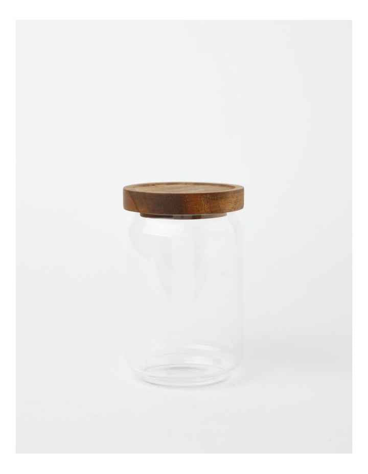 Glass Storage Jar with Acacia Lid 700ml in Clear