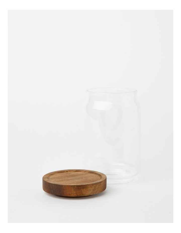 Glass Storage Jar with Acacia Lid 700ml in Clear