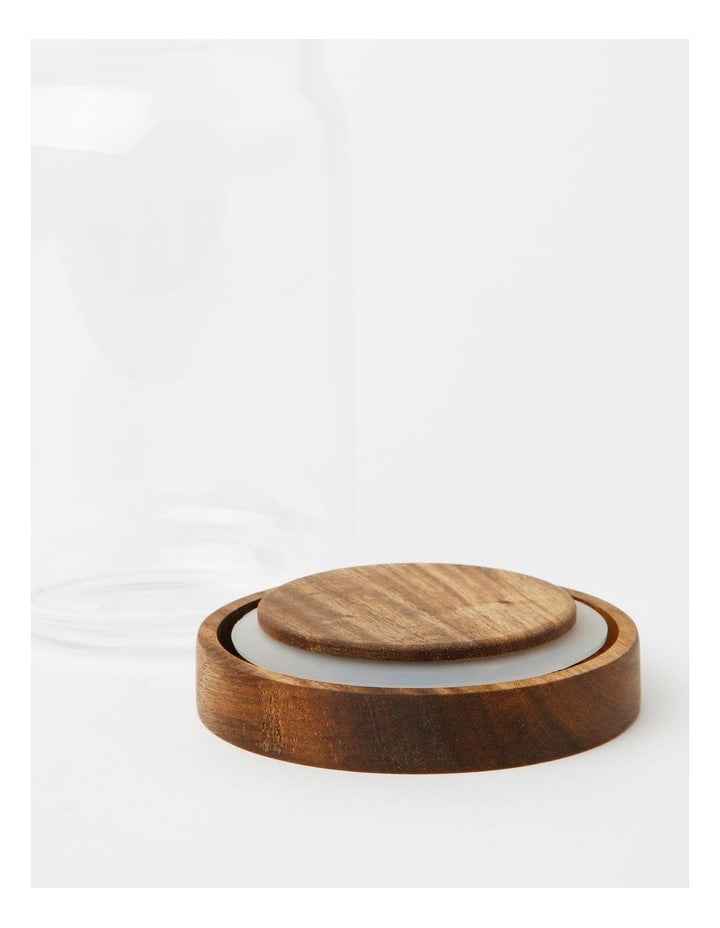 Glass Storage Jar with Acacia Lid 700ml in Clear