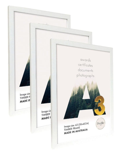 Australian Made Certificate Photo Frame A3 (3 Pack) in White