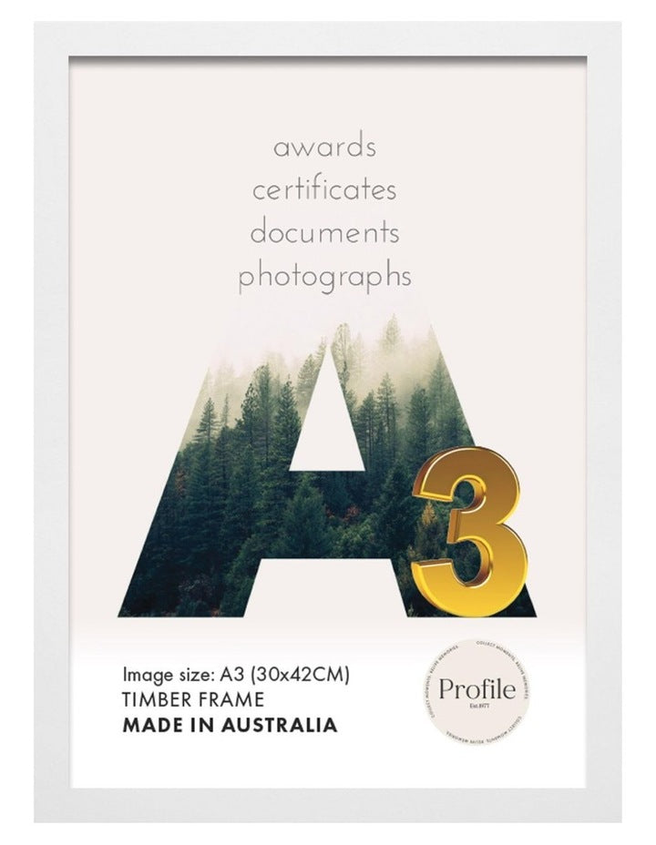 Australian Made Certificate Photo Frame A3 (3 Pack) in White