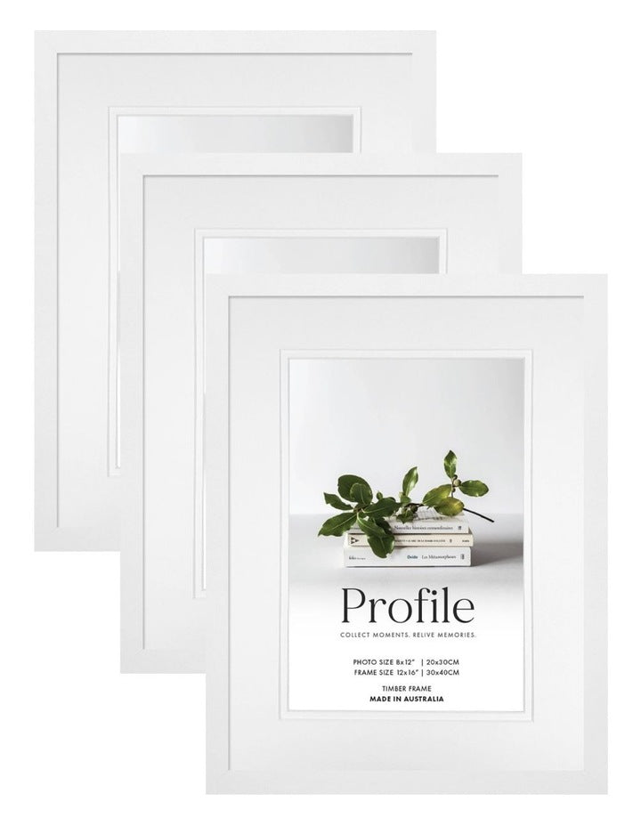 Australian Made Timber Photo Frame 12x16"/8x12" (3 Pack) in White