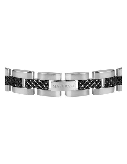 Stainless Steel Bracelet with Black Carbon Fibre Highlights