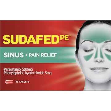Sudafed PE Sinus & Pain Relief Tablets 16 pack