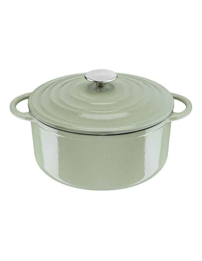 Lov Cast Iron Lichen Stewpot with Lid 25cm/5L in Green
