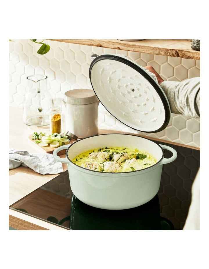 Lov Cast Iron Lichen Stewpot with Lid 25cm/5L in Green
