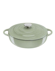 LOV Cast Iron Lichen Shallowpot with Lid 28cm/3.8L in Green