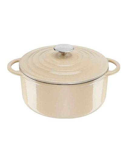 LOV Cast Iron Beige Stewpot with lid 25cm/5L