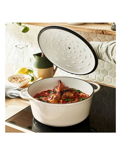 LOV Cast Iron Beige Stewpot with lid 25cm/5L
