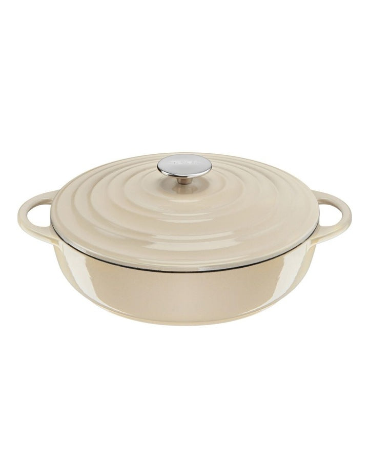 LOV Cast Iron Beige Shallowpot w/lid 28cm/3.8L