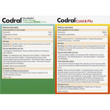 Codral Plus Cold & Flu Tablets & Sore Throat Lozenges 32 pack