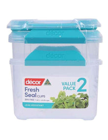 Fresh Seal Clips Square 1.4L 2 Pack in Clear