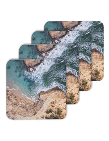 Square Shoreline Hardboard Coaster 4 Pack in Multi