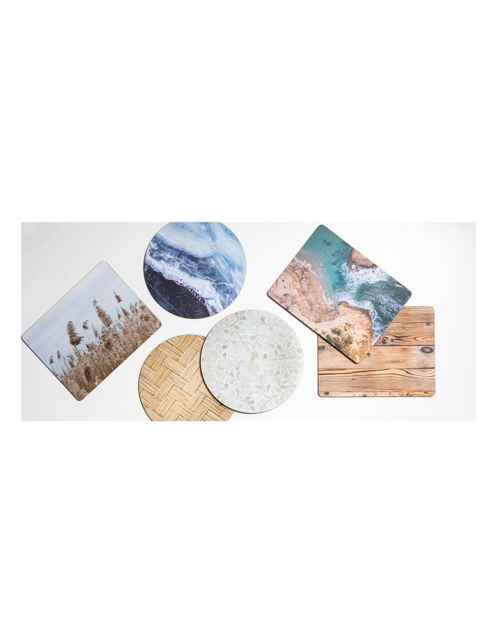 Square Shoreline Hardboard Coaster 4 Pack in Multi