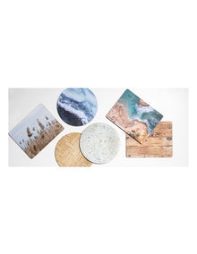 Square Shoreline Hardboard Coaster 4 Pack in Multi